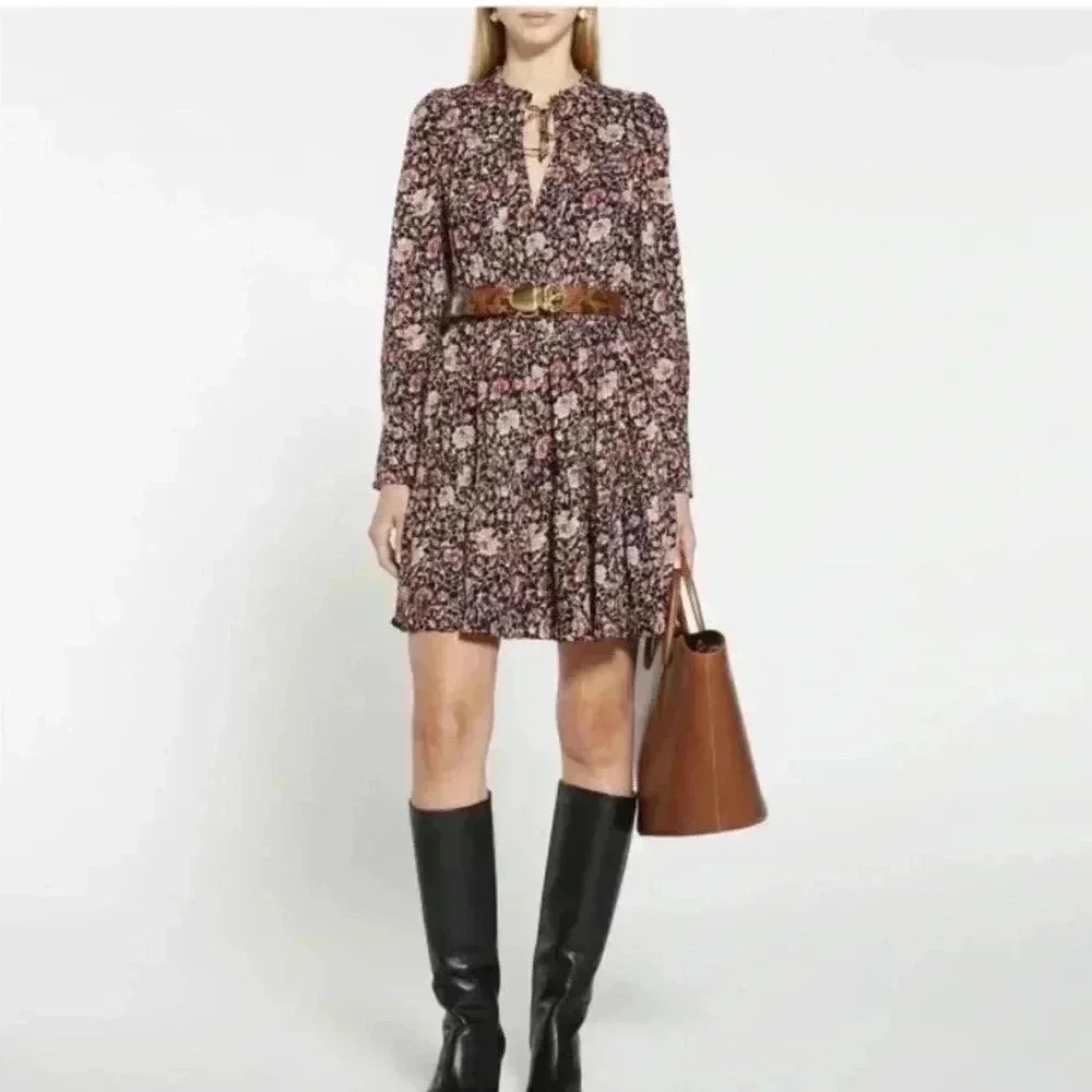 NWOT Ulla Johnson Navy Blue Liv Knee Length Dress in Midnight Floral Size 2 - Picture 5 of 16
